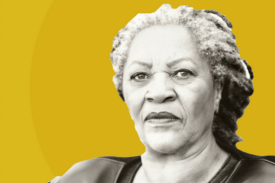 Image of Toni Morrison with golden background